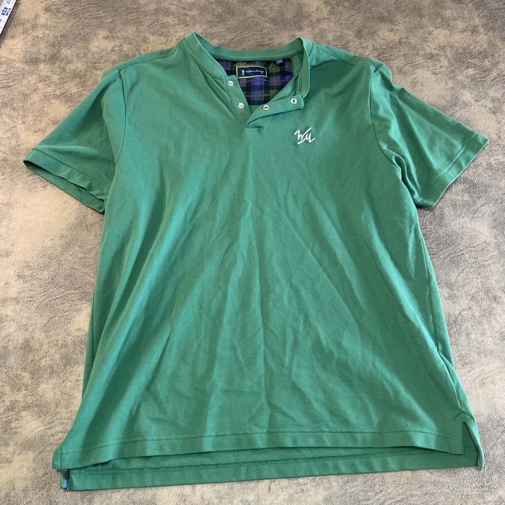 William Murray Golf‎ Polo Size L Green Stretch Cotton Pique Blade Snap Collar